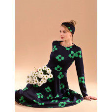 Сукня жіноча  (темно синій зелені квіти)